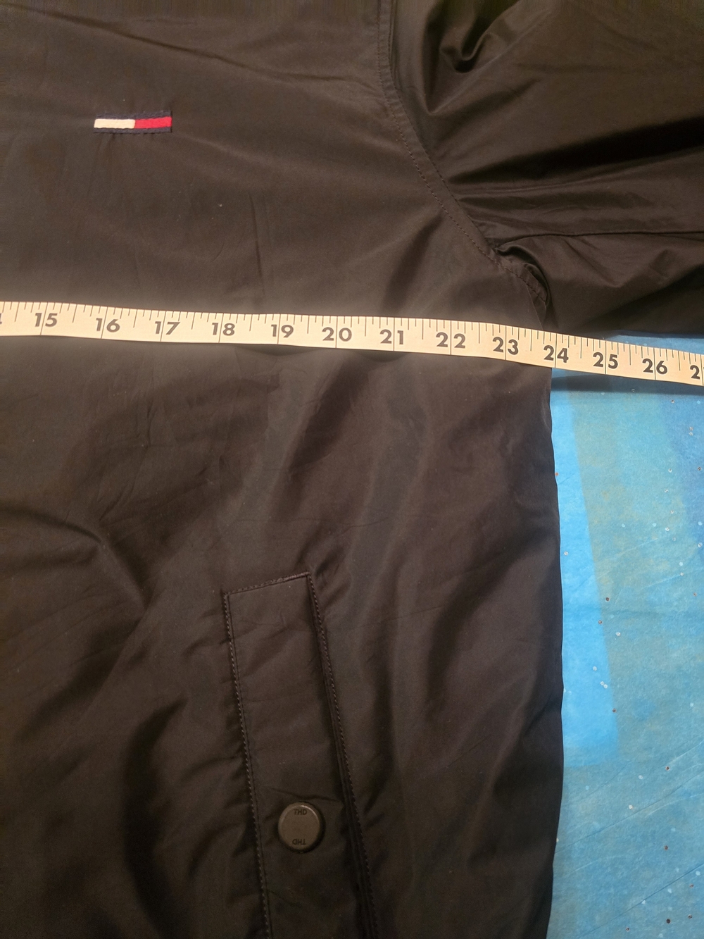 Tommy Hilfiger Denim Men’s Varsity Bomber Jacket - Black - Size Large EUC - Picture 8 of 12